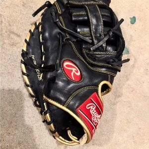 Rawlings Black and Gold Leather Glove Left Hand First Base